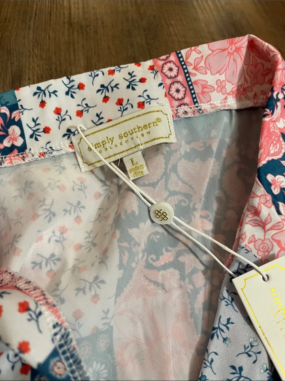 Women’s Simply Southern NWT Patchwork Floral Pajama Set - Pink, Teal, Cream